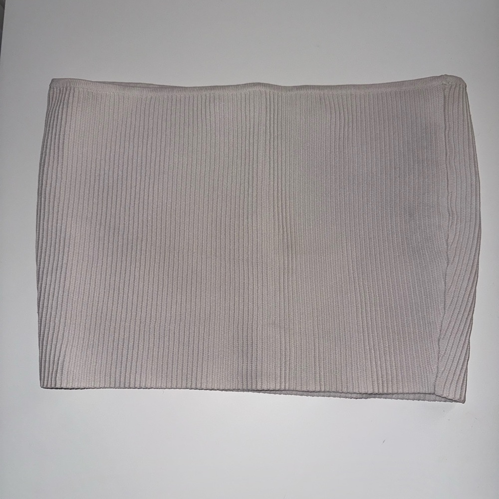 La Hearts Cream Tan Ribbed Pencil Skirt
